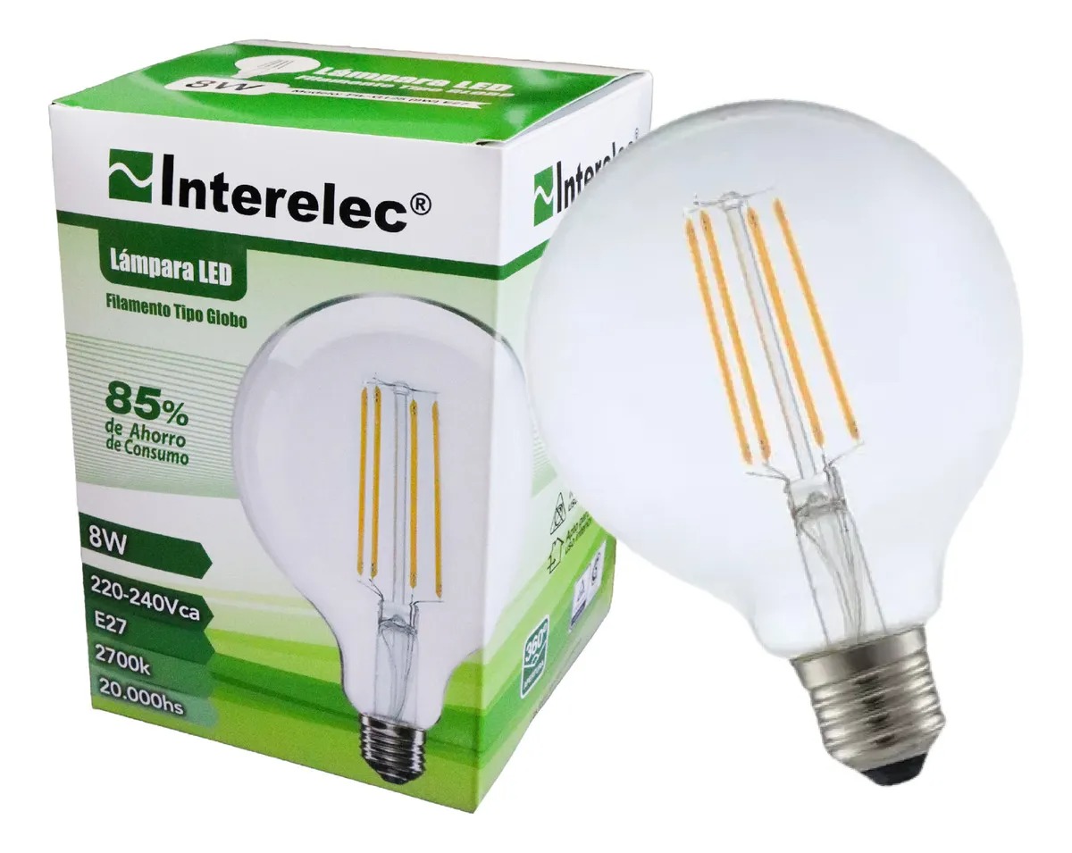 Lampara Vintage Led Globo 8W E27 (G95)  Transparente Modelo 403132