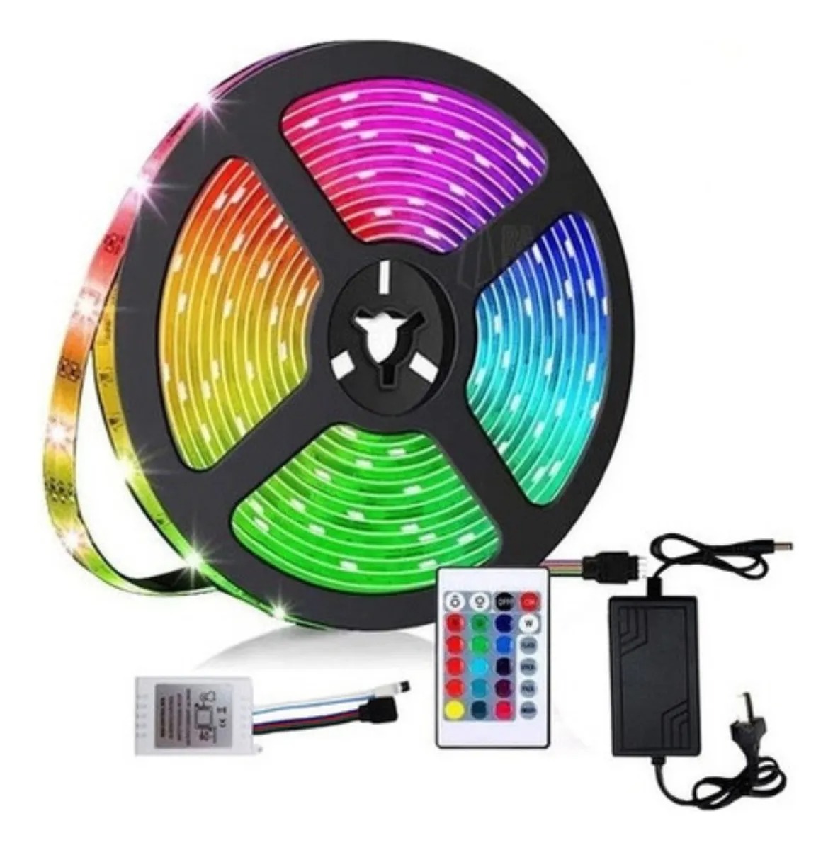 Tira De Led Rgb 5 Metros Kit Completo Con Fuente Y Receptor